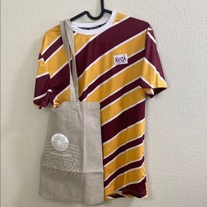 Cirque de Soleil Kooza Maroon and Yellow‎ Striped Tee and bag